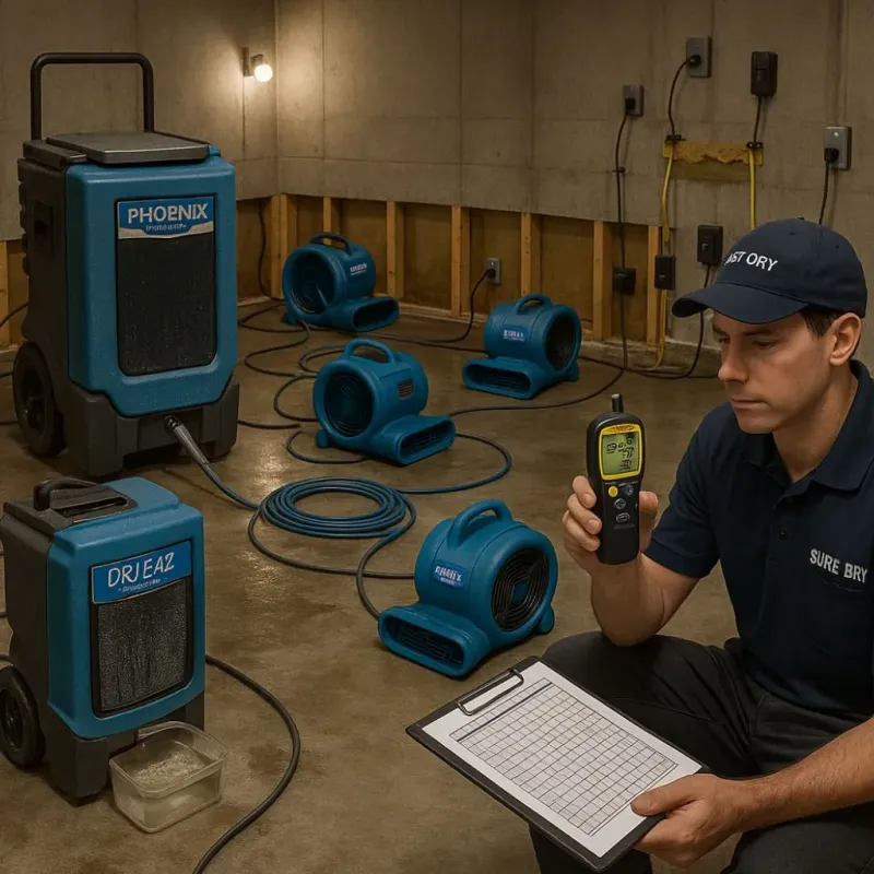 Structural Drying and Dehumidification process in Le Claire, IA